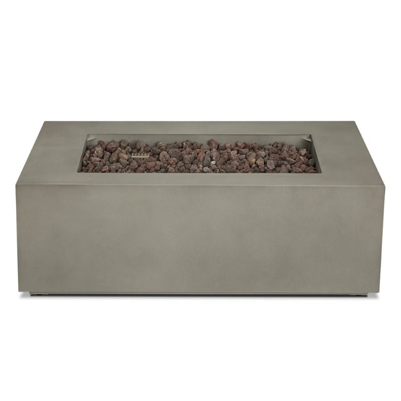 Bowery Hill Contemporary Small Propane Fire Table with Conversion Kit in Gray