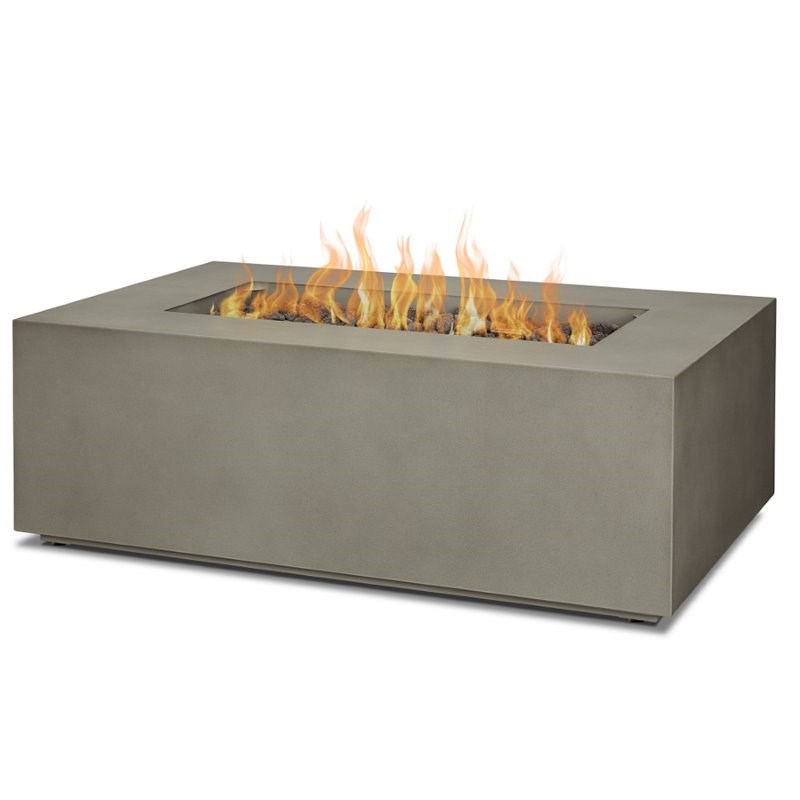 Bowery Hill Contemporary Small Propane Fire Table with Conversion Kit in Gray