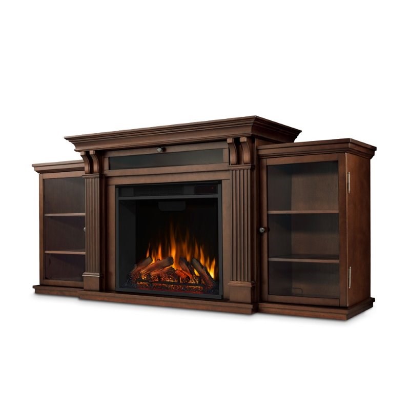 Bowery Hill Contemporary TV Stand with Electric Fireplace in Dark Espresso