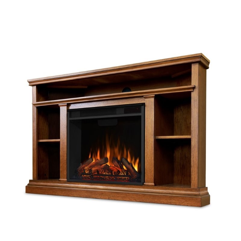 Bowery Hill Traditional Electric Corner Fireplace in Oak