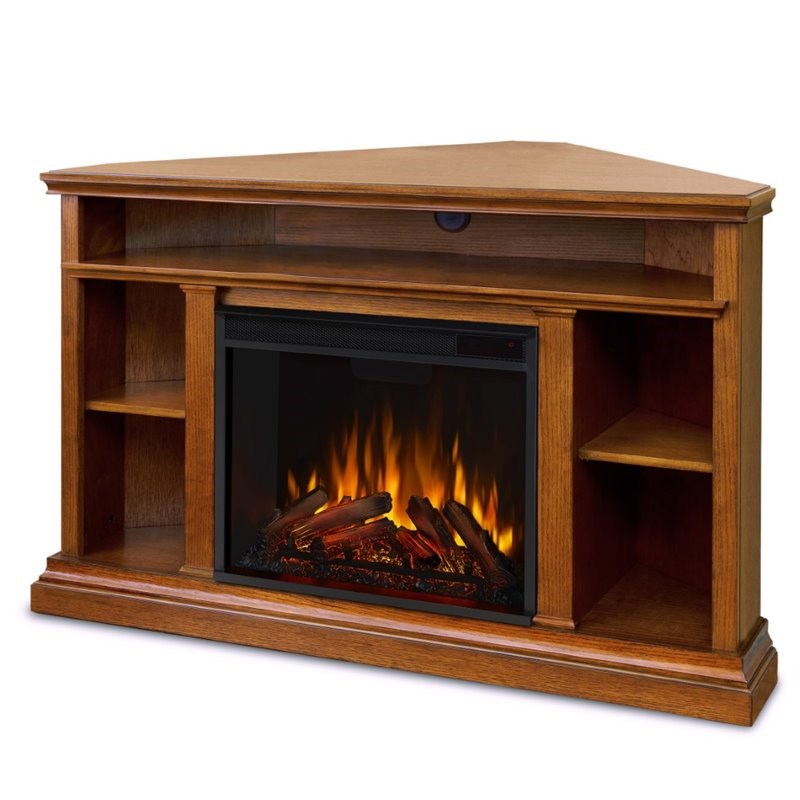 Bowery Hill Traditional Electric Corner Fireplace in Oak
