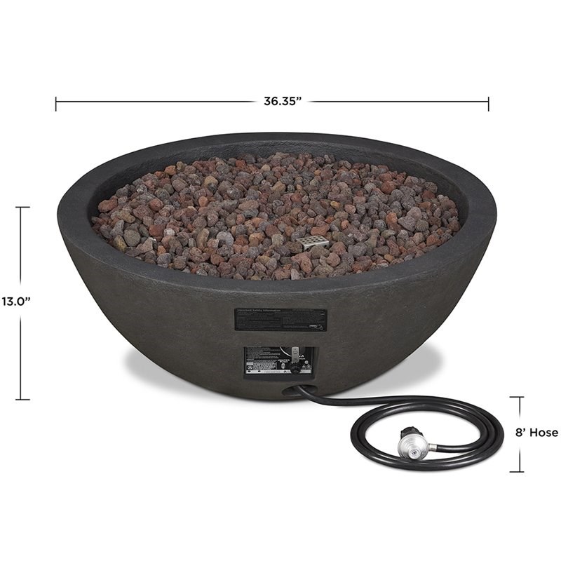 Bowery Hill Traditional Propane Fire Pit Bowl in Slate Gray