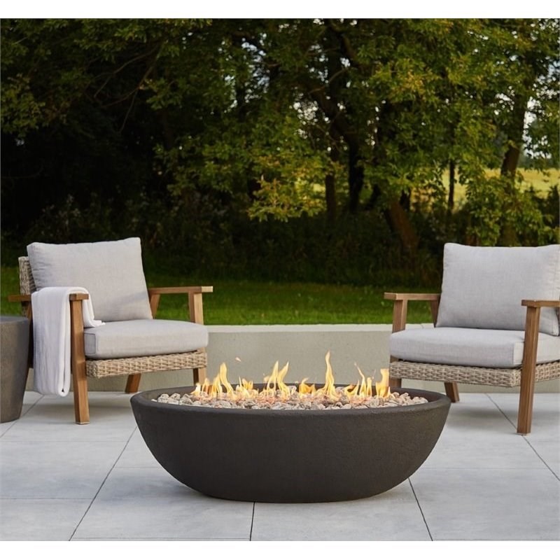 Bowery Hill Contemporary Oval Propane Fire Bowl in Shale