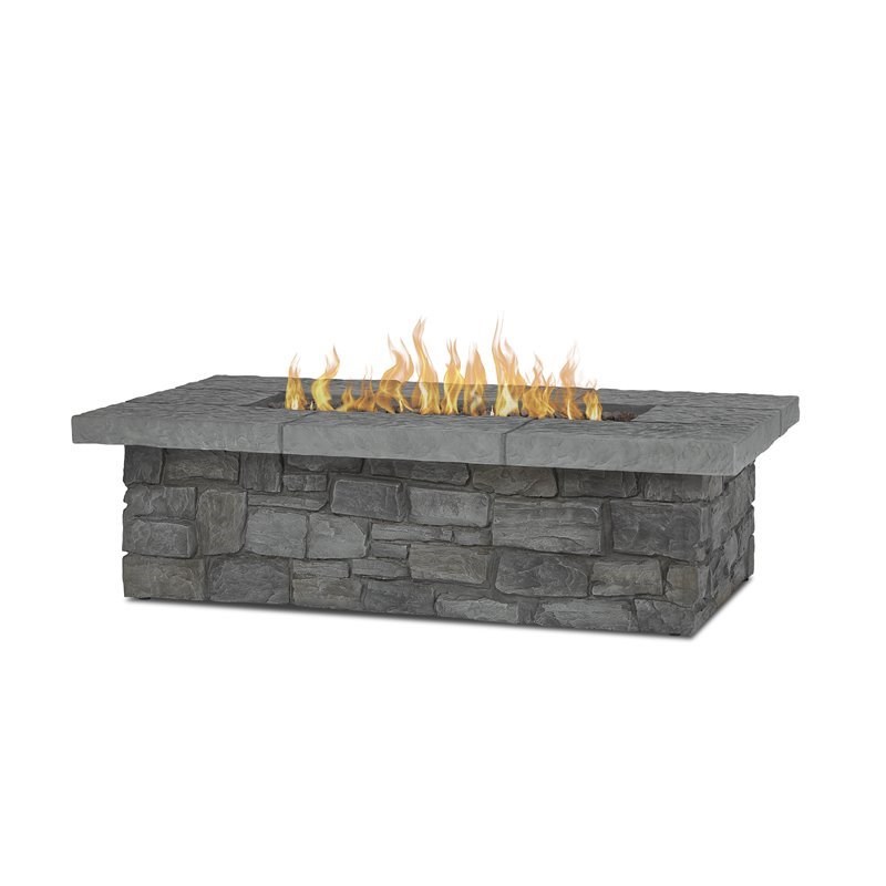 Bowery Hill Contemporary Propane Fire Table with Conversion Kit in Gray