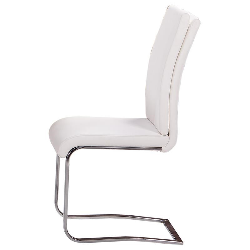 Bowery Hill Modern Faux Leather Dining Side Chair in White/Chrome (Set of 2)