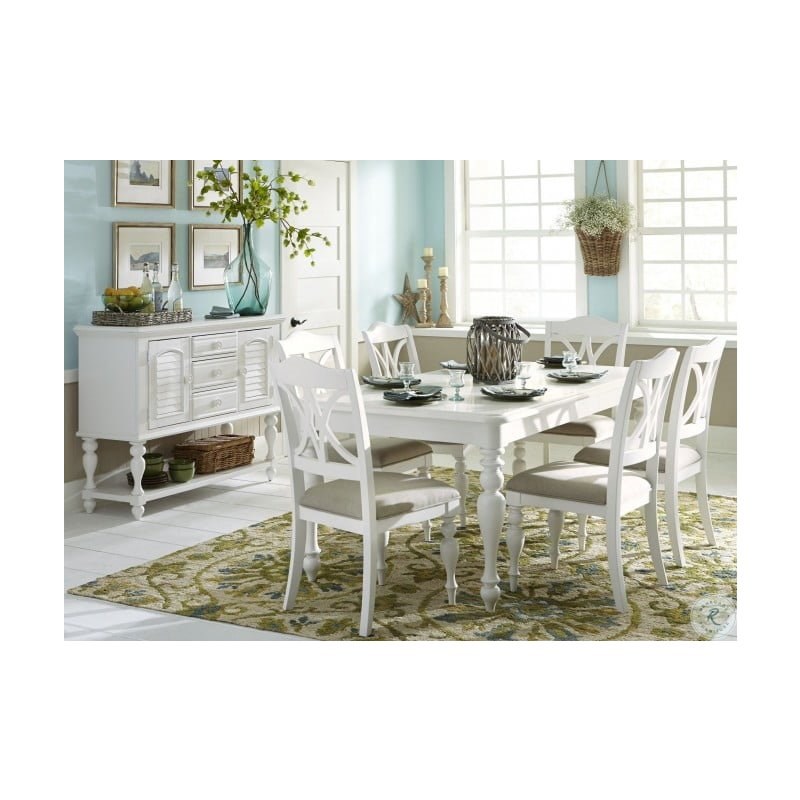 Bowery Hill Transitional Wood Dining Table in Oyster White