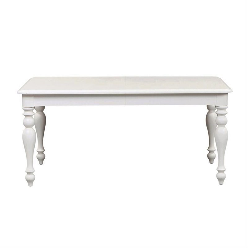 Bowery Hill Transitional Wood Dining Table in Oyster White