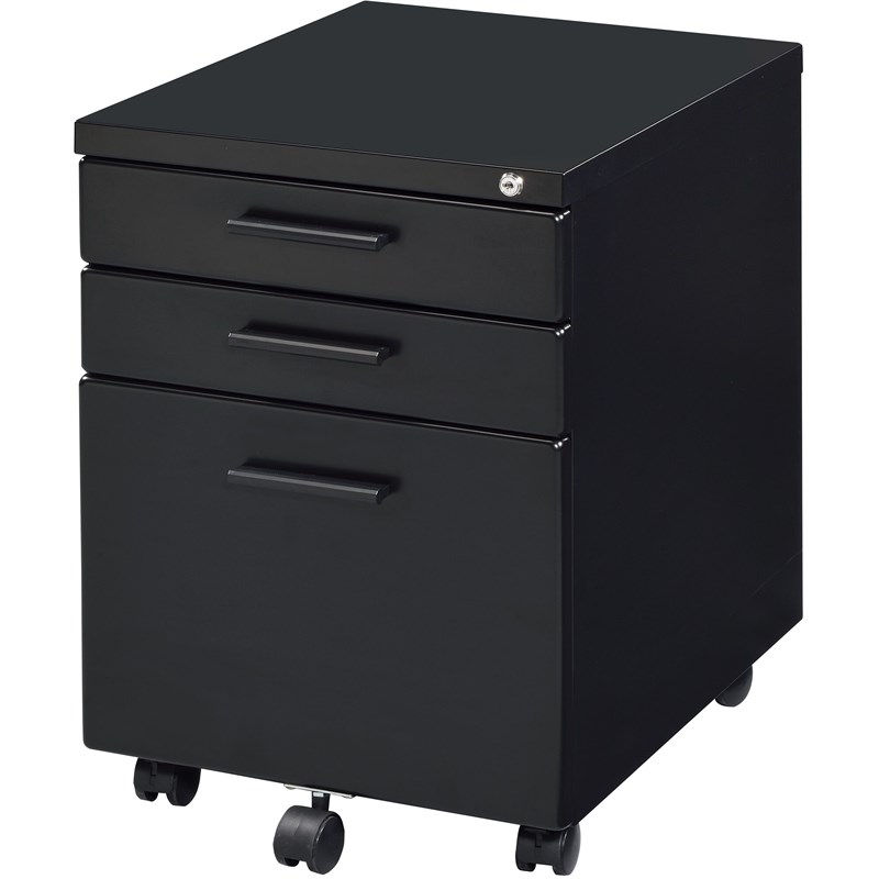 Bowery Hill Contemporary File Cabinet in Black