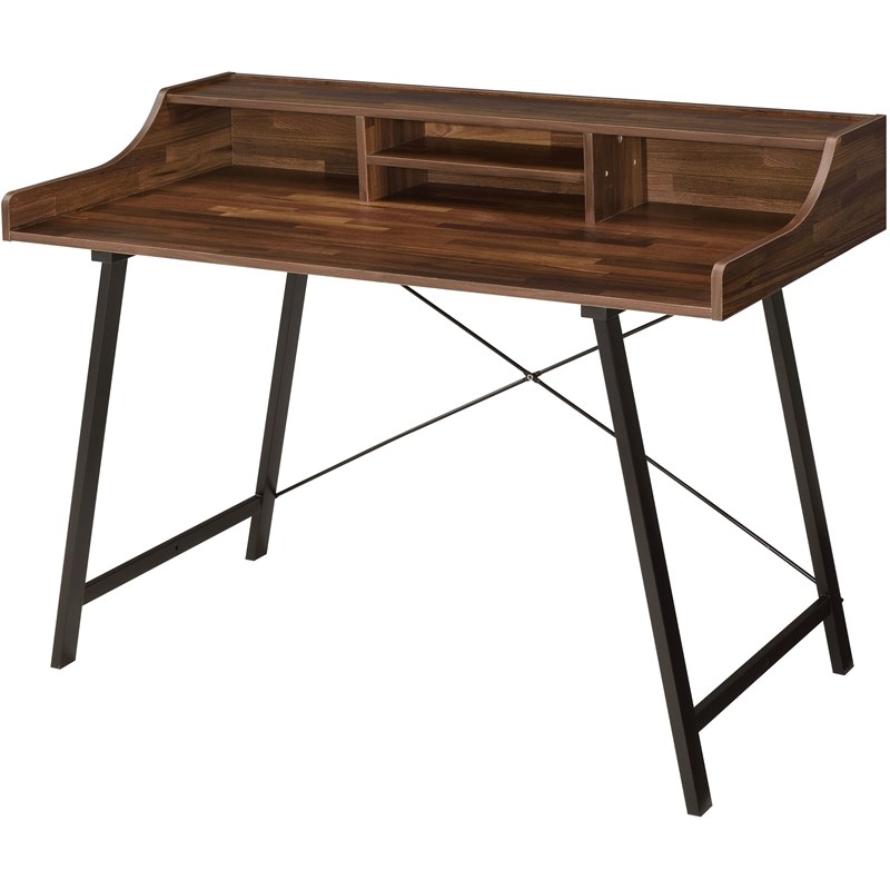 Bowery Hill Contemporary Metal Desk in Black
