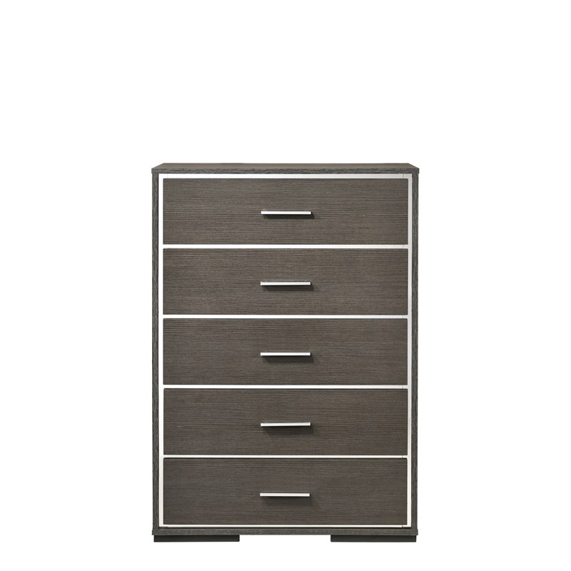 Bowery Hill Contemporary Wood Chest in Gray Oak