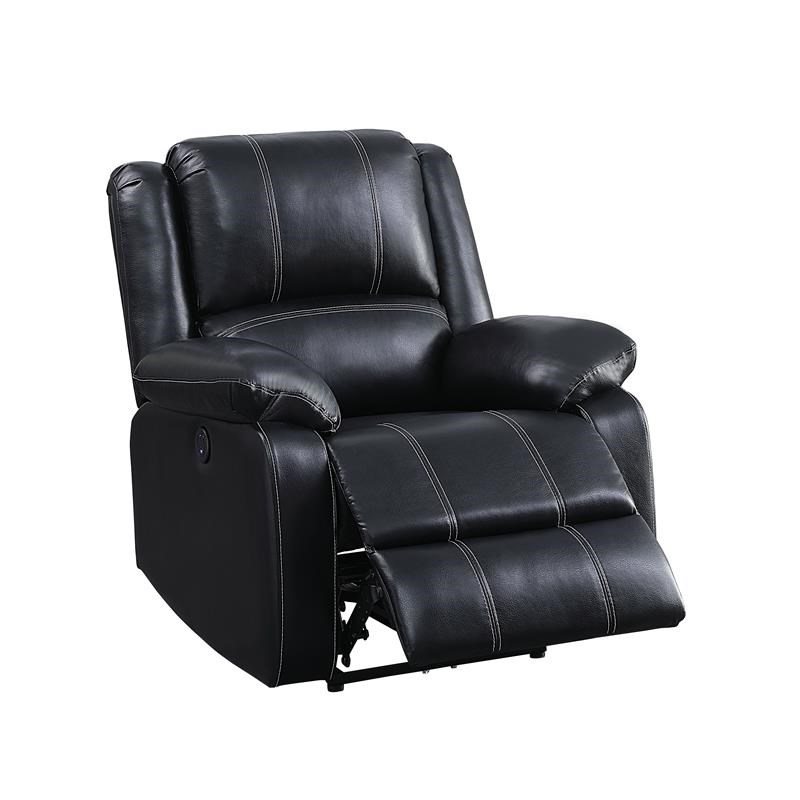 Bowery Hill Contemporary Power Recliner in Black PU