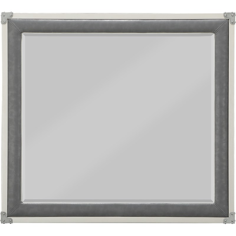 Bowery Hill Transitional Glass Square Frame Mirror in Gray