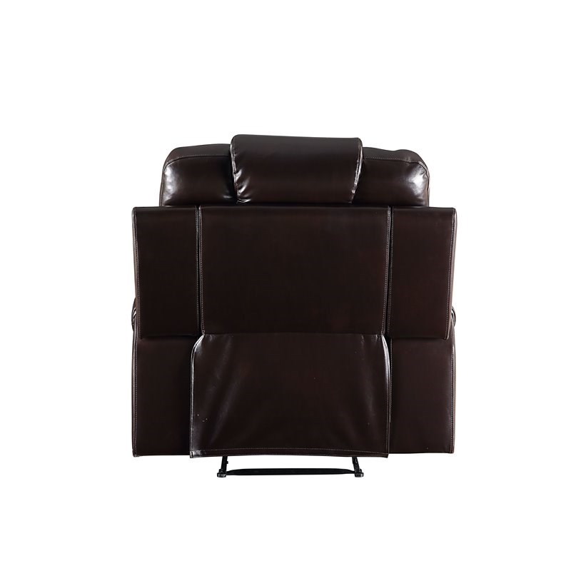 Bowery Hill Contemporary Recliner in Brown Faux Leather