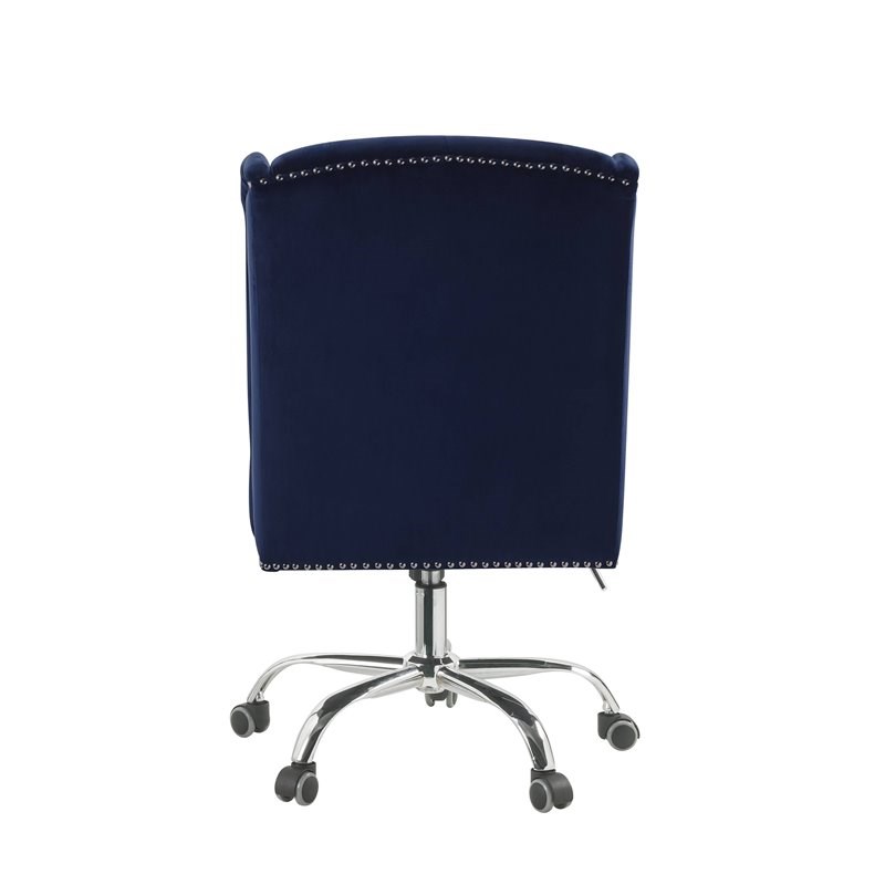 Bowery Hill Traditional Office Chair in Midnight Blue Velvet