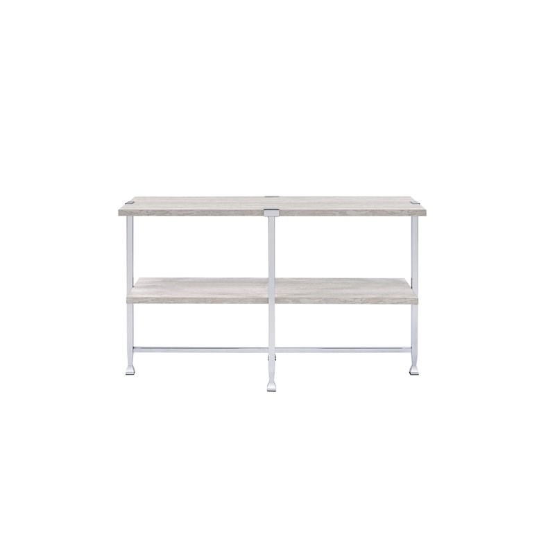 Bowery Hill Contemporary Sofa Table in White Oak &Chrome
