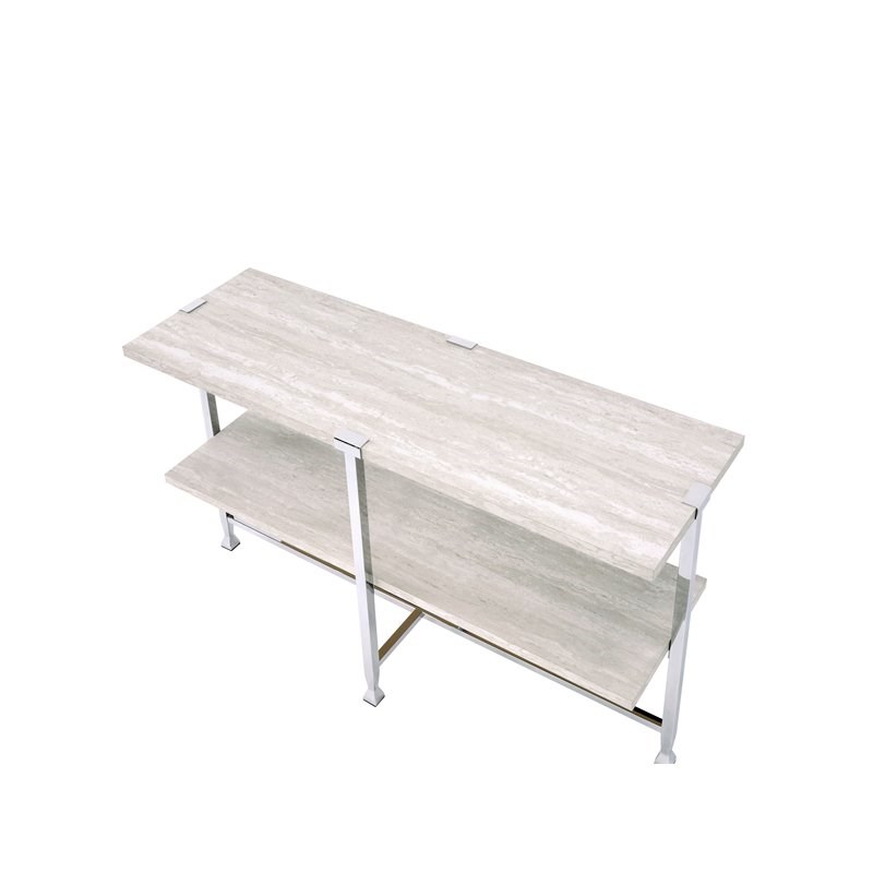 Bowery Hill Contemporary Sofa Table in White Oak &Chrome