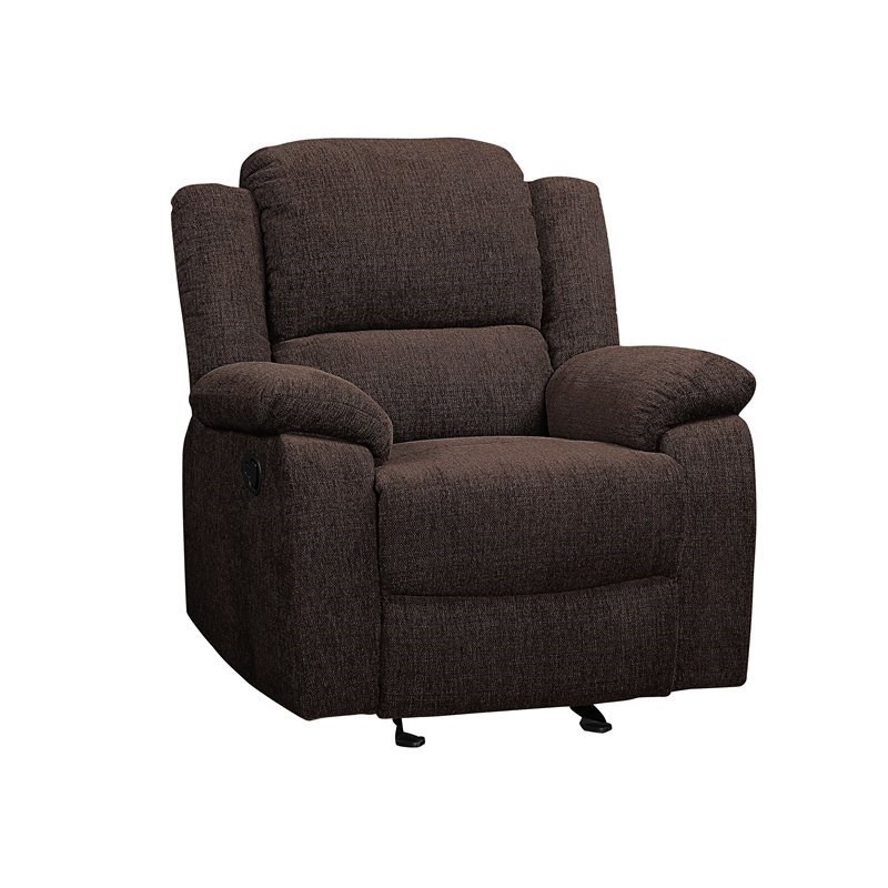 Bowery Hill Contemporary Glide Recliner in Brown Chenille