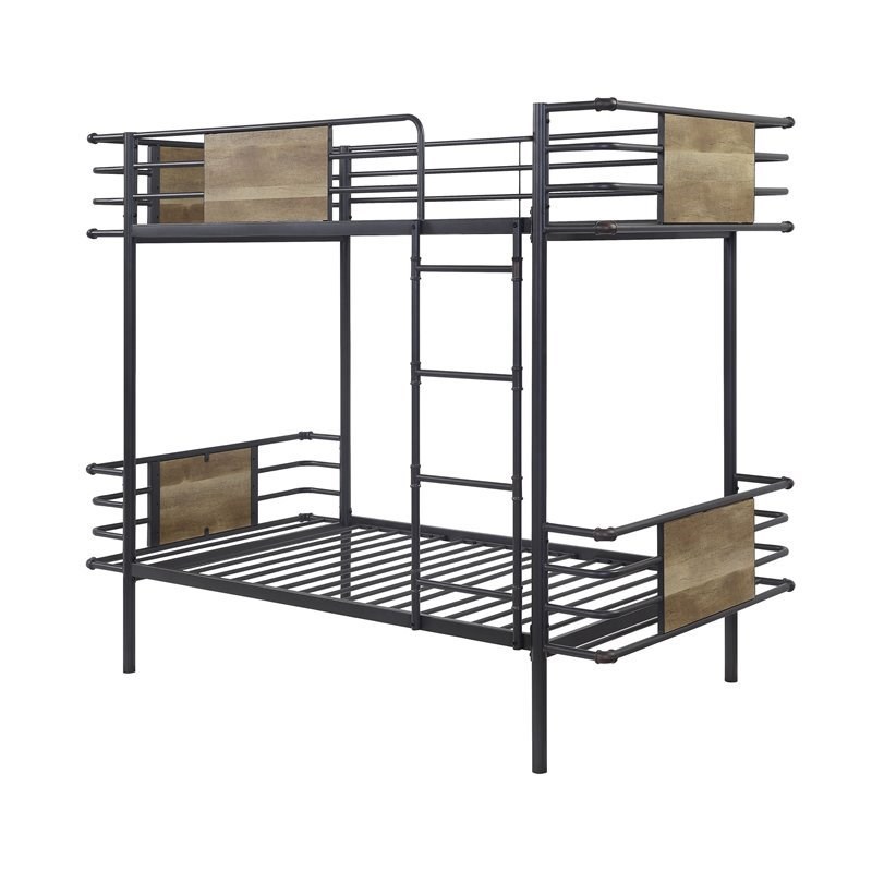 Bowery Hill Contemporary Twin/Twin Bunk Bed in Sandy Gray