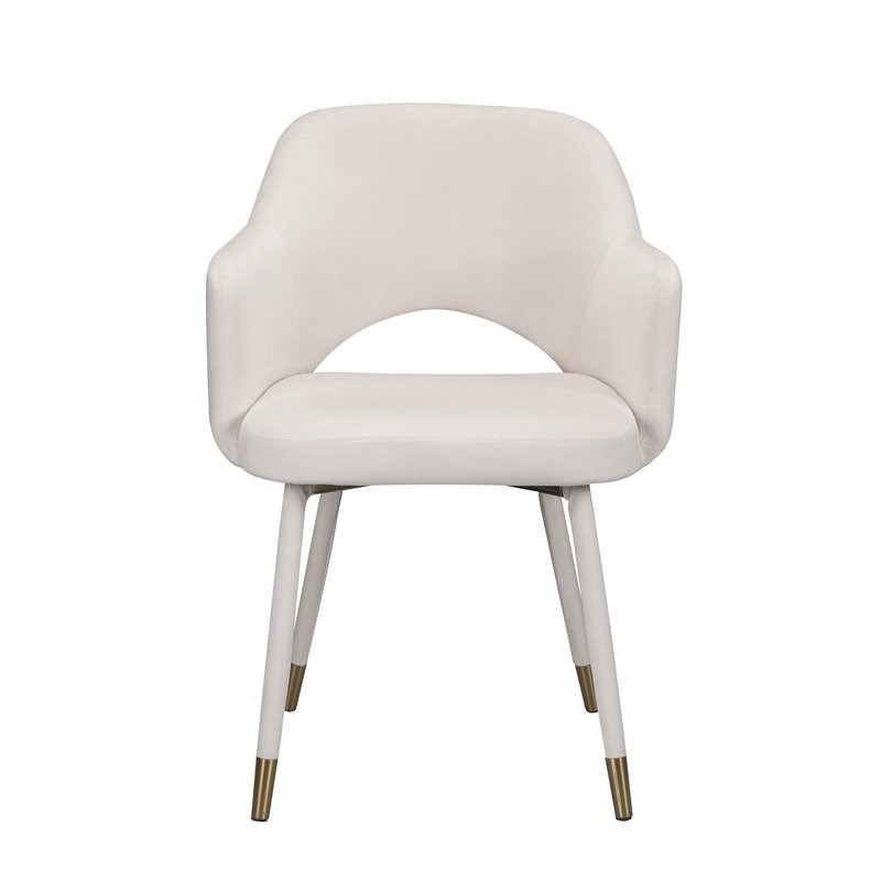 Bowery Hill Contemporary Accent Chair in Cream Velvet & Gold