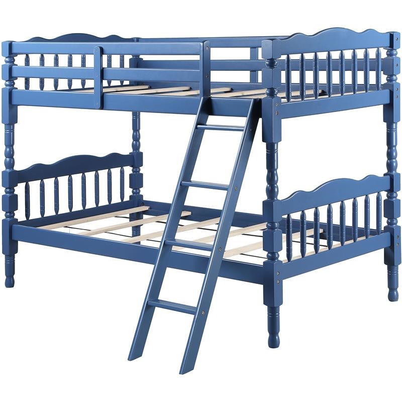 Bowery Hill Transitional Twin Twin Bunk Bed in Dark Blue Finish