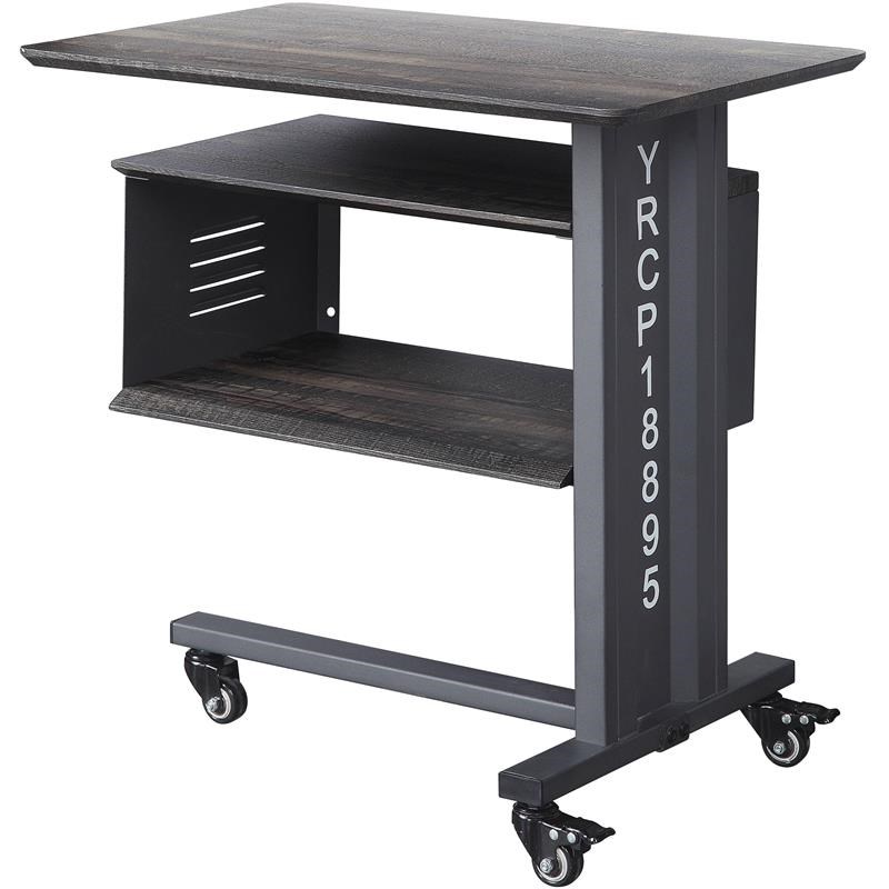 Bowery Hill Contemporary Accent Table with Wall Shelf in Gunmetal