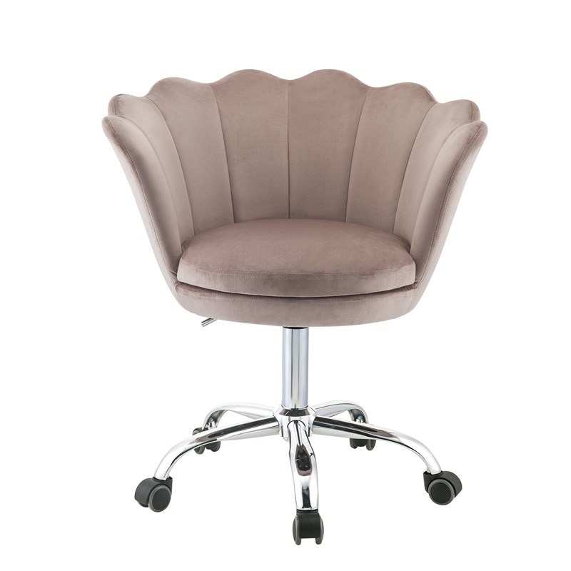Bowery Hill Modern Office Chair in Rose Quartz Velvet and Chrome