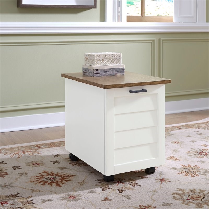 Bowery Hill Traditional White Wood Mobile File Cabinet