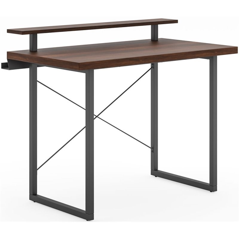 Bowery Hill Contemporary Brown Wood Desk with Monitor Stand