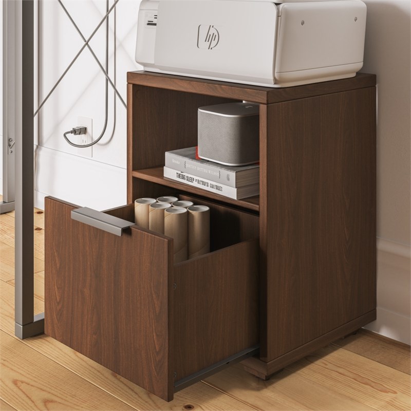Bowery Hill Contemporary Brown Wood File Cabinet
