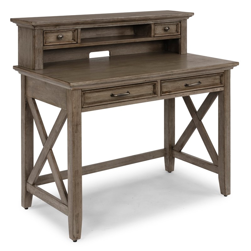 Bowery Hill Farmhouse Wood Student Desk with Hutch in Gray