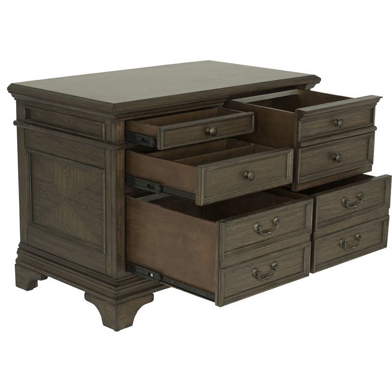 Bowery Hill Traditional 5 Drawer File Cabinet in Burnished Oak