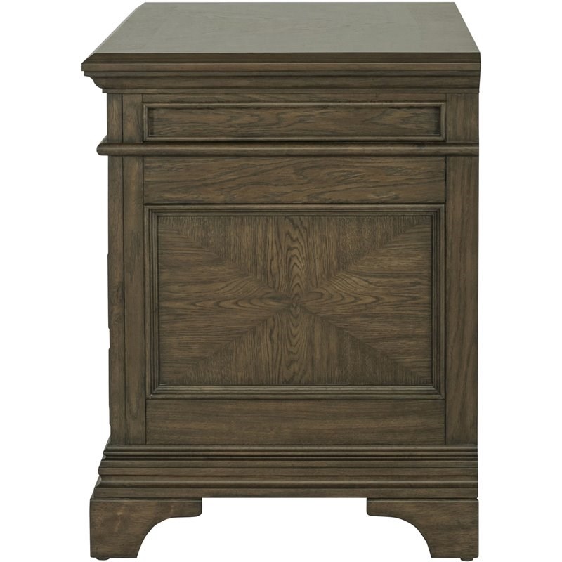 Bowery Hill Traditional 5 Drawer File Cabinet in Burnished Oak