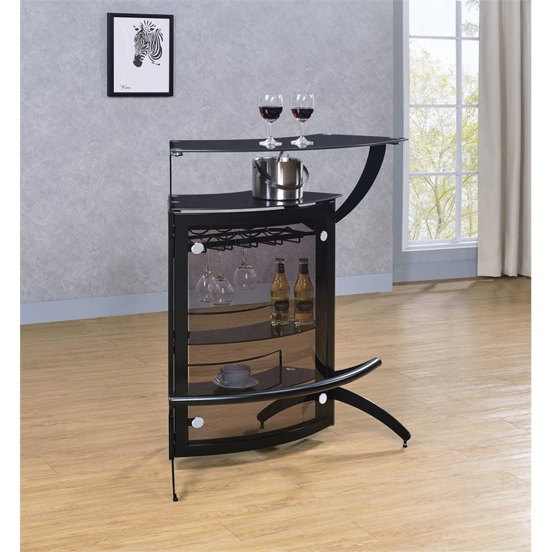 Bowery Hill Contemporary 3 Bottle Wine Rack Bar Unit in Smoked and Black