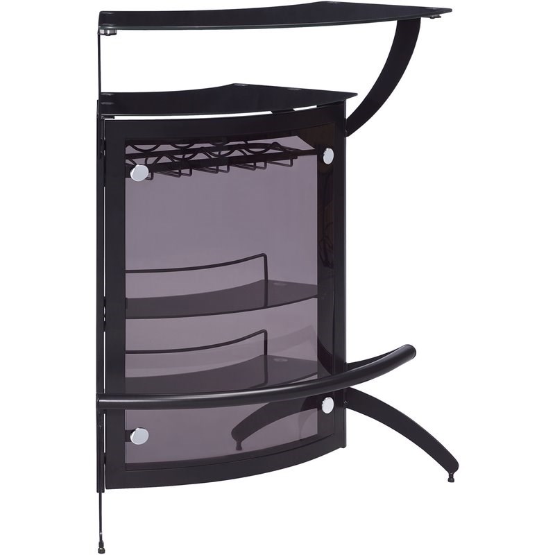 Bowery Hill Contemporary 3 Bottle Wine Rack Bar Unit in Smoked and Black