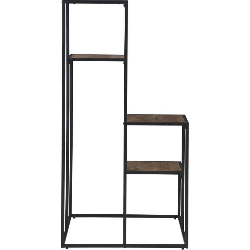 Bowery Hill Modern 4 Tier Display Shelf in Rustic Brown and Black