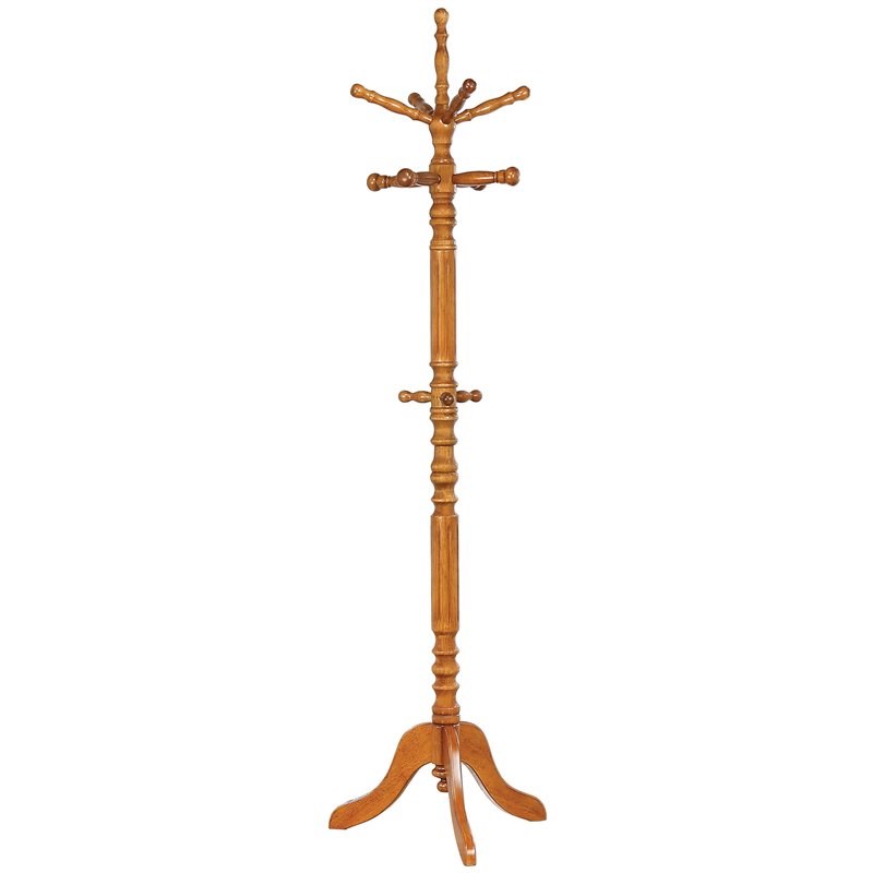 Bowery Hill Contemporary Traditional Coat Rack with Spinning Top in Tobacco