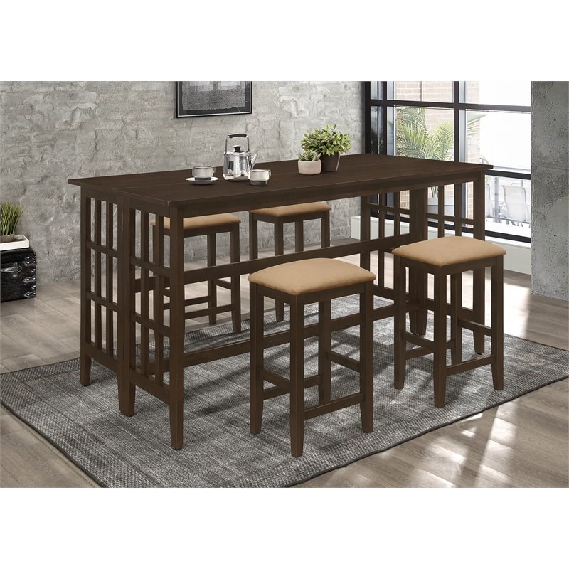 Bowery Hill Transitional Rectangular Counter Height Table in Brown