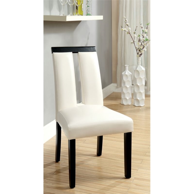 Bowery Hill Modern Faux Leather Dining Chair in White (Set of 2)