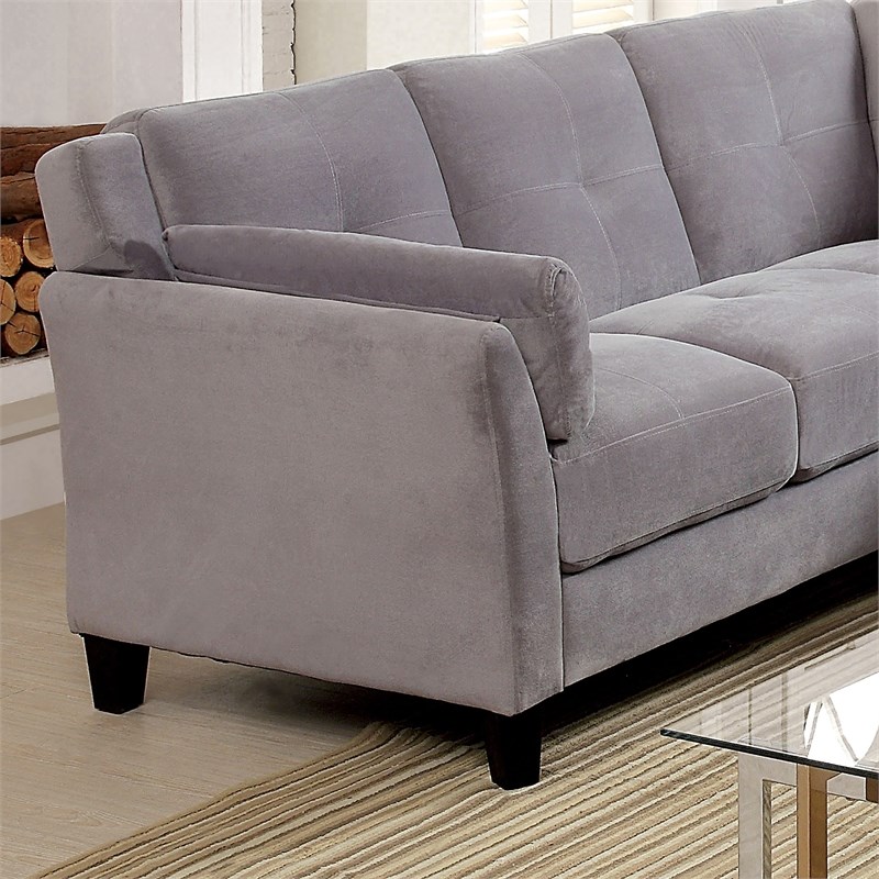 Bowery Hill Modern Tufted Fabric Sectional in Gray