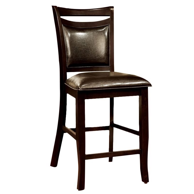 Bowery Hill Transitional Espresso Faux Leather Counter Chair (Set of 2)