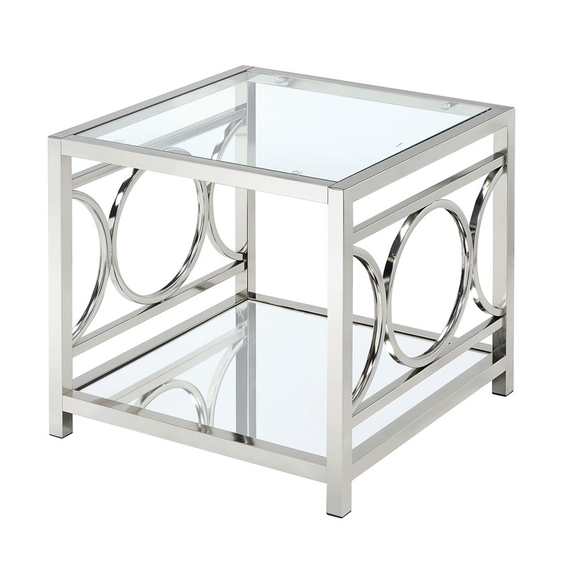 Bowery Hill Contemporary Metal 3-Piece Coffee Table Set in Chrome