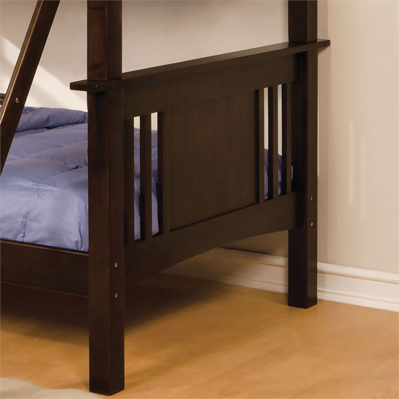 Bowery Hill Transitional Wood Twin over Twin Bunk Bed in Dark Walnut