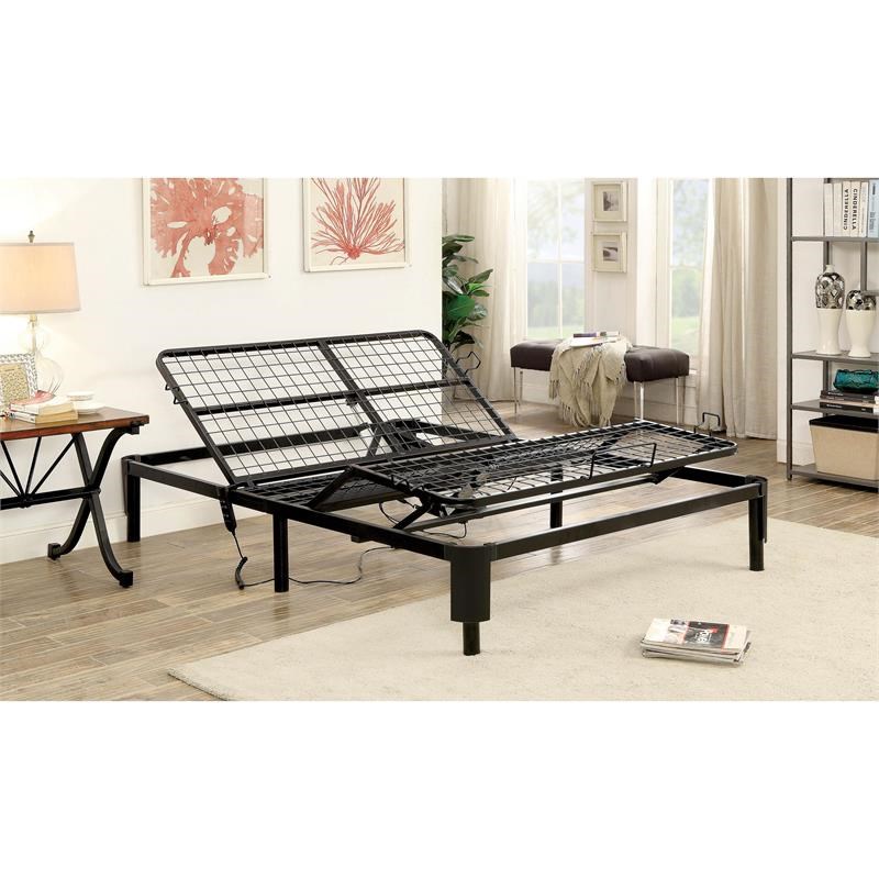 Bowery Hill Modern Metal Adjustable Queen/King Bed Frame in Black