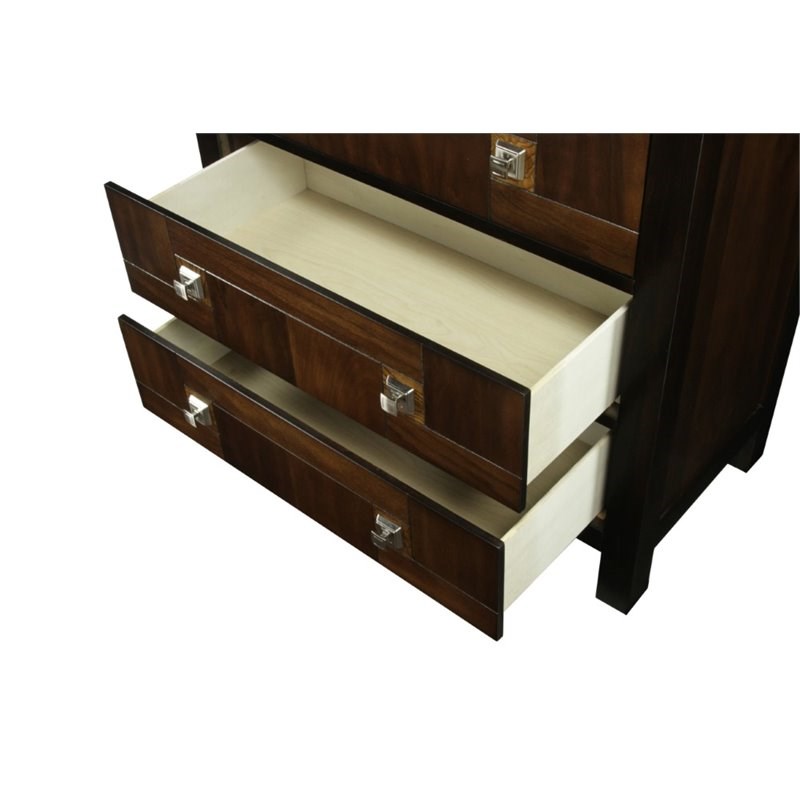 Bowery Hill Transitional Wood 5-Drawer Chest in Walnut