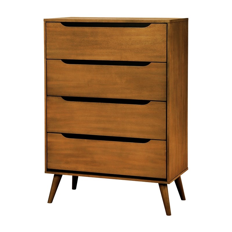 Bowery Hill Mid-century Wood 4-Drawer Chest in Oak
