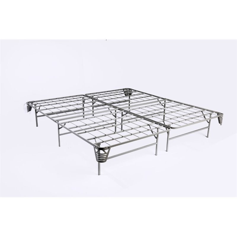 Bowery Hill Transitional Metal King Bed Frame in Silver