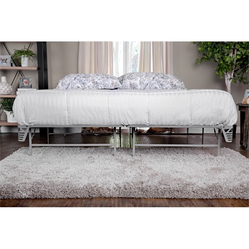 Bowery Hill Transitional Metal King Bed Frame in Silver