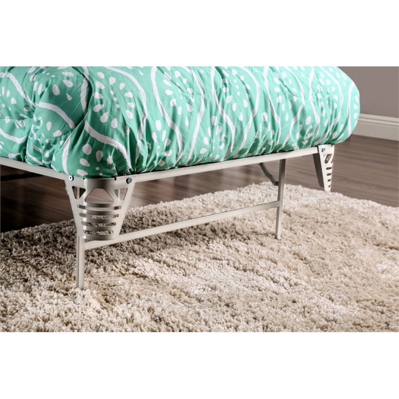Bowery Hill Transitional Metal Twin Bed Frame in Silver