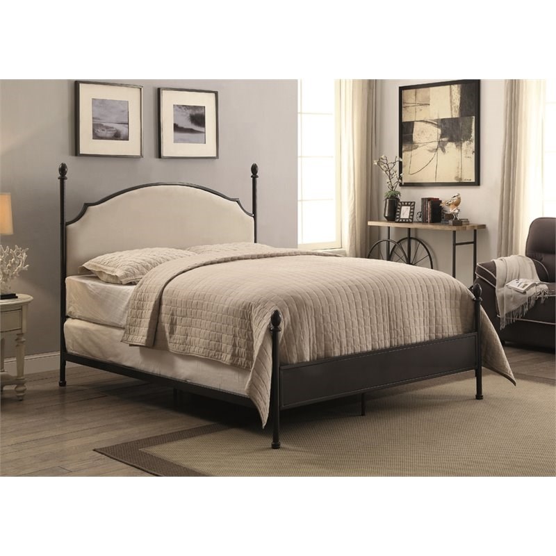 Bowery Hill Transitional Metal Twin Poster Bed in Gun Metal