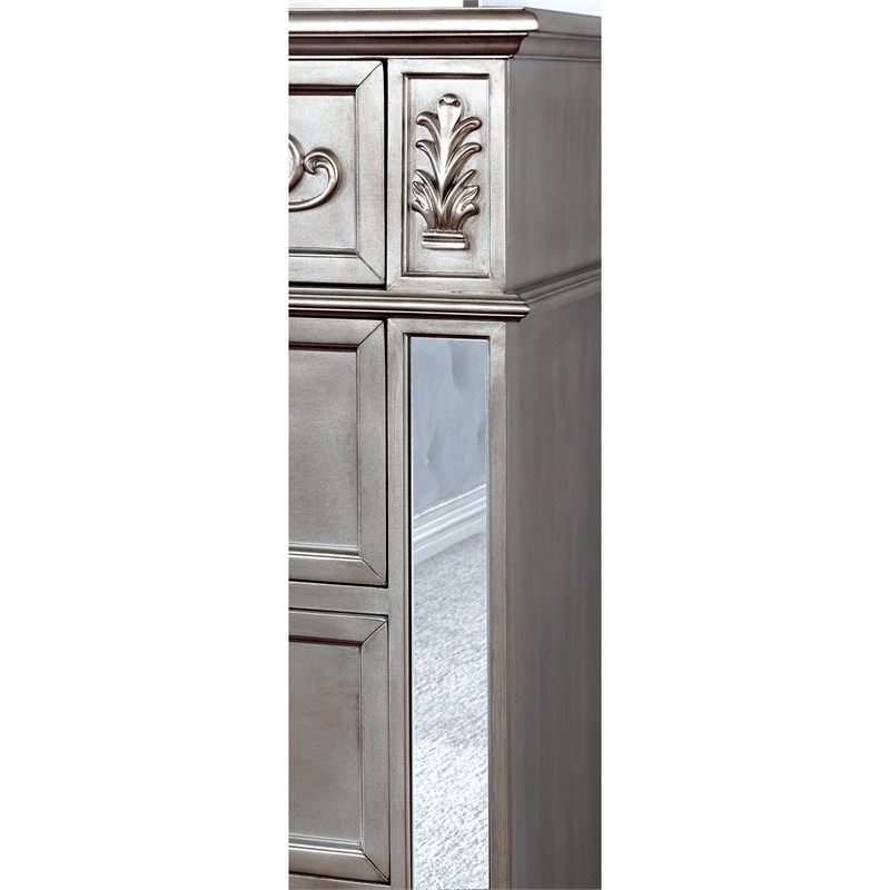 Bowery Hill Traditional Solid Wood 5-Drawer Chest in Silver